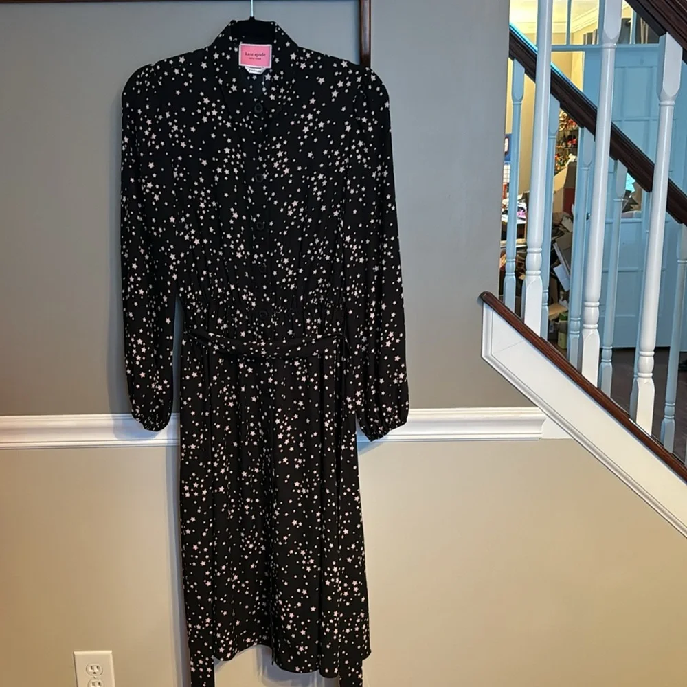 ✨NWT Kate Spade Scattered Stars ShirtDress Midi Length Size 4